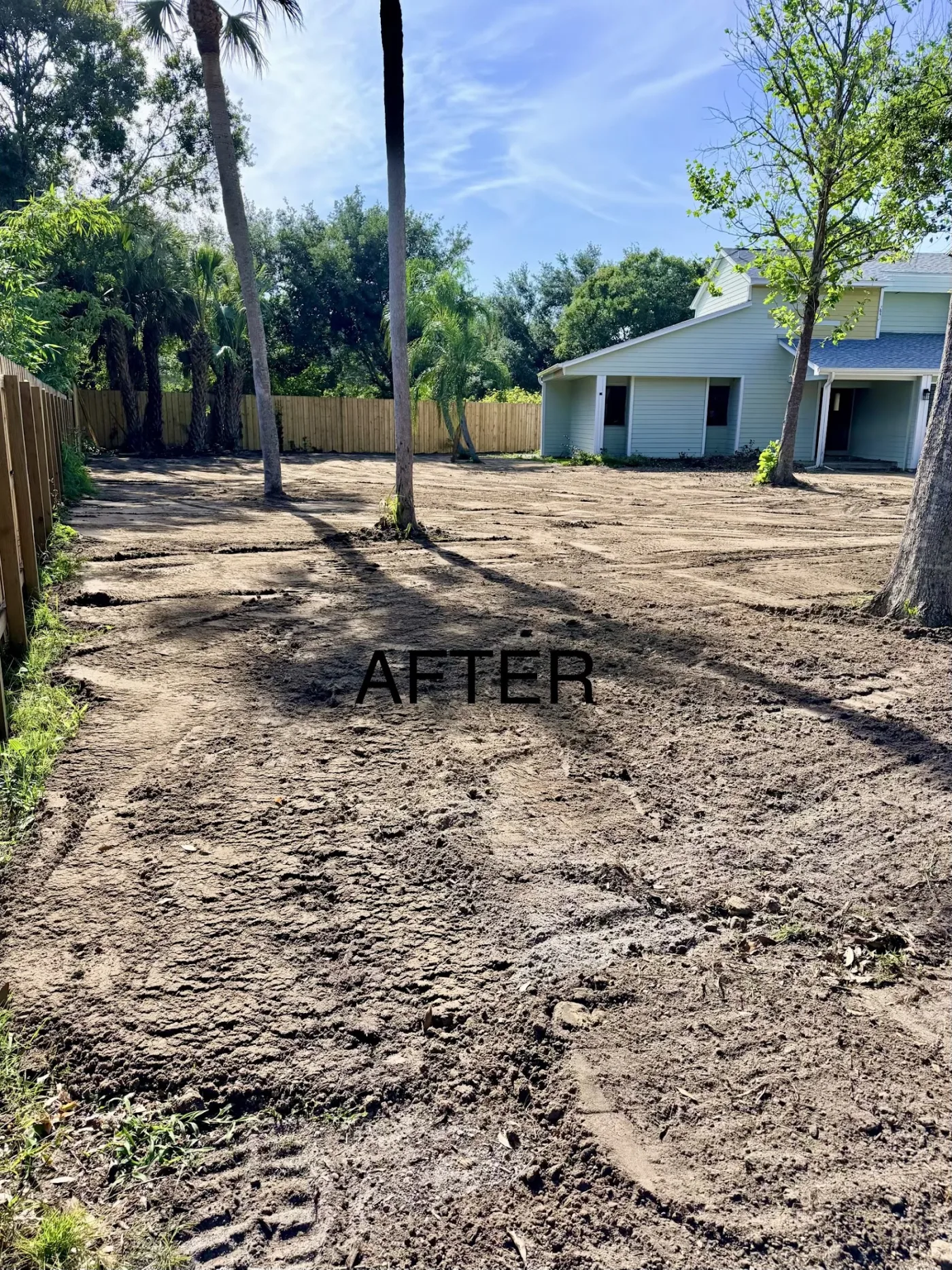 Wide dirt surface graded level and smooth